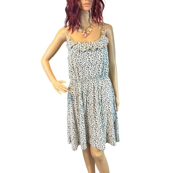 (6 for $25)LOFT Ruffled Animal Print Sleeveless Summer Dress Size M - Picture 1 of 7